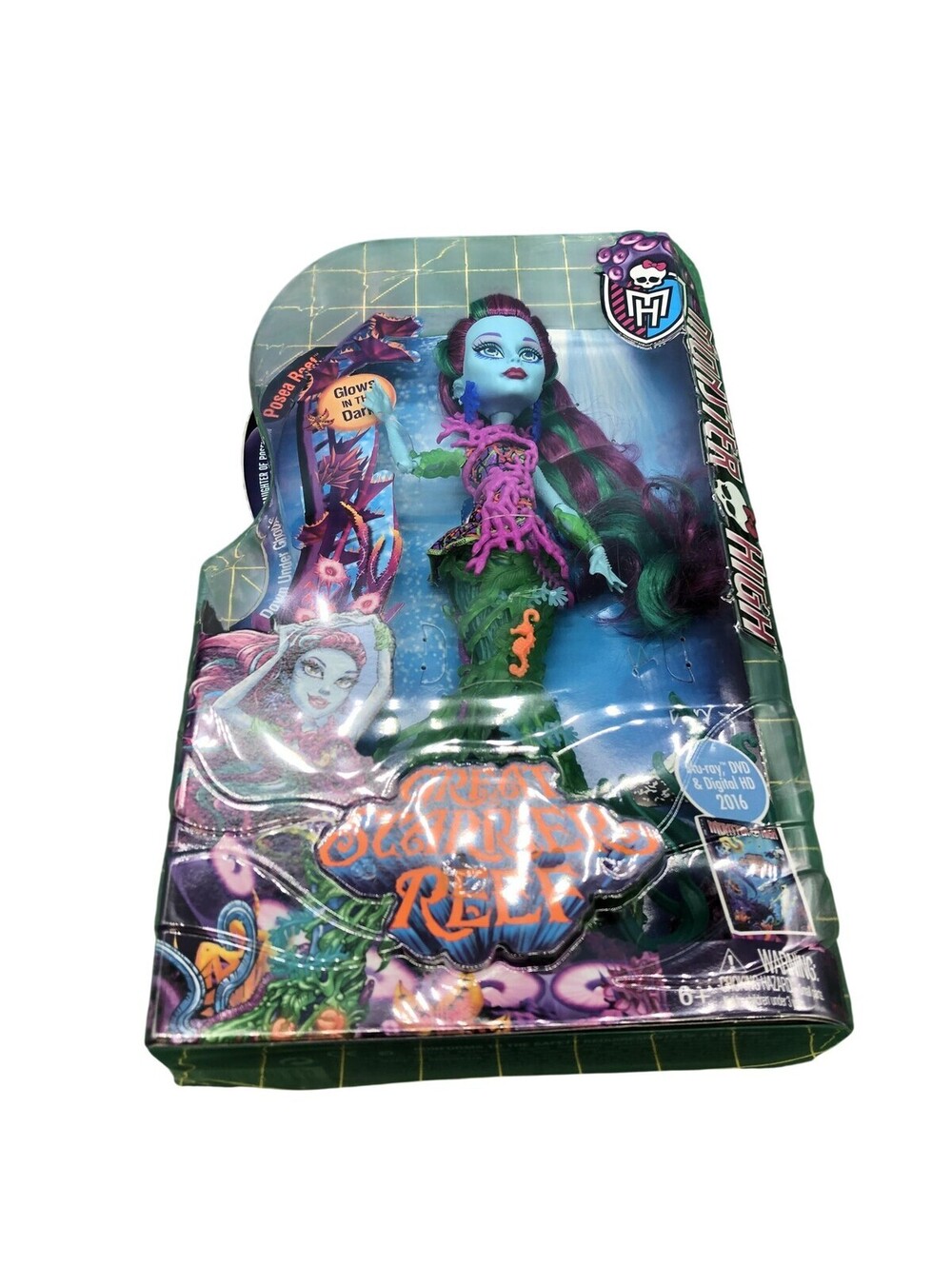 Monster High Great Scarrier Reef Posea Reef Doll Glows In Dark 11in Mattel